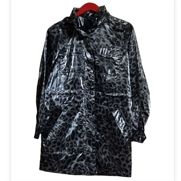 Luii Women's Size Small Vintage Black and Gray Cheetah Print Rain Coat - Picture 1 of 8